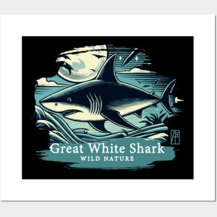 Great White Shark - WILD NATURE - GREAT WHITE SHARK -7 Posters and Art